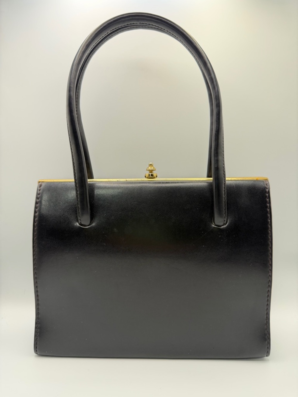 Vintage 1960s Freedex Boots Black Leather Handbag Made in Ireland